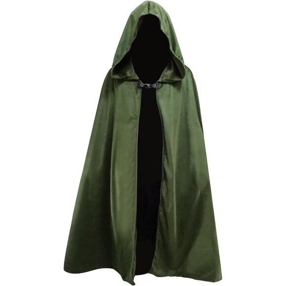🆕Women Green Renaissance Cloak with Hood Velvet Cape Halloween Cosplay Costume - Picture 1 of 7